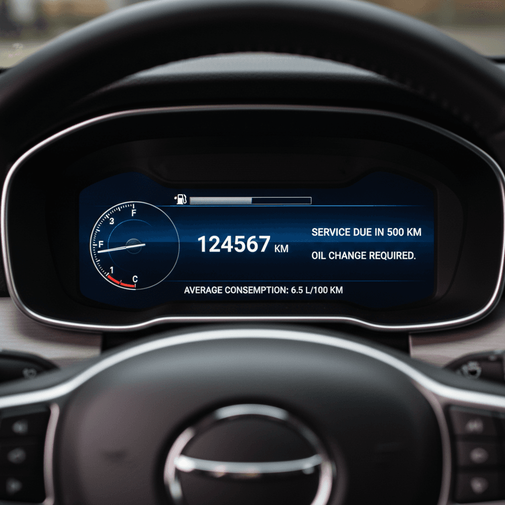 Electric vehicle dashboard showing range and battery status