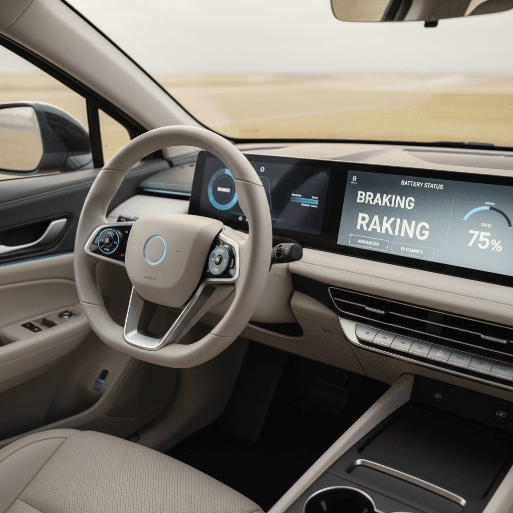 EV dashboard with range display